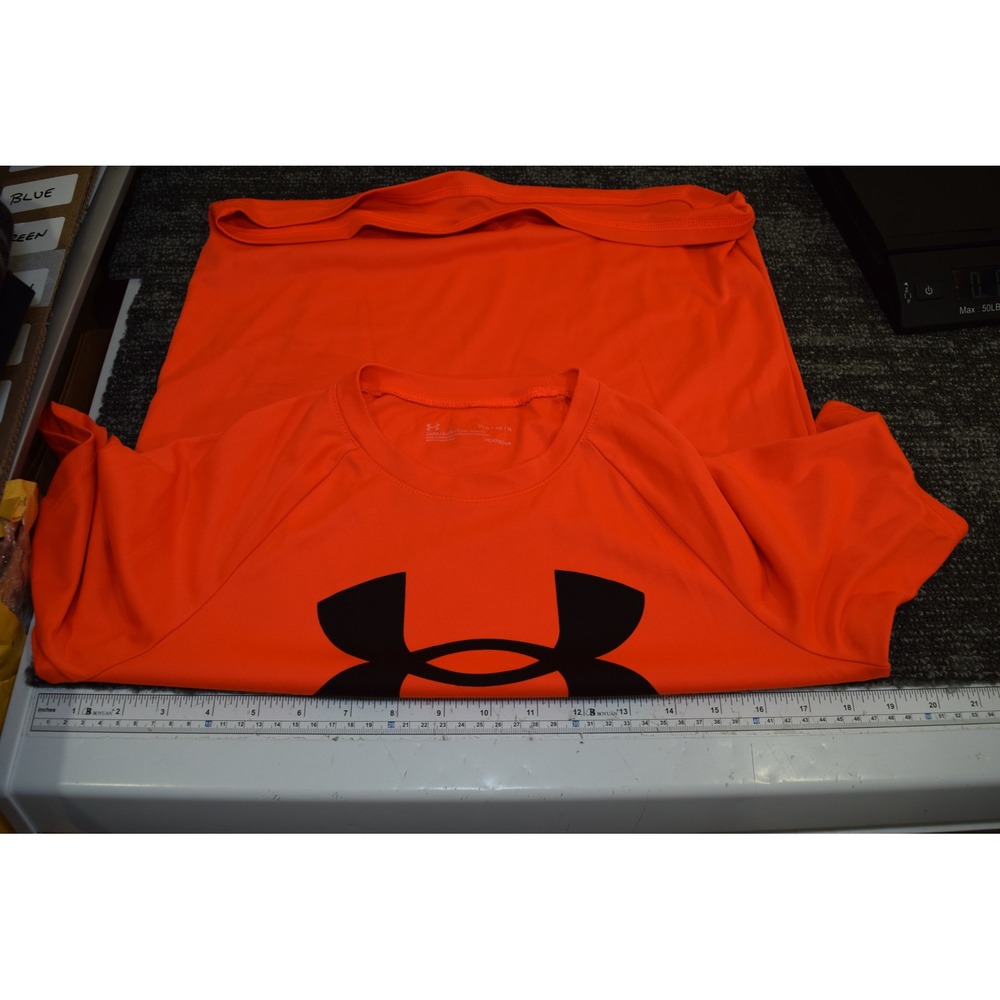 Under Armour HeatGear Loose Neon Safety Orange Athletic T-Shirt YLG - Picture 10 of 14
